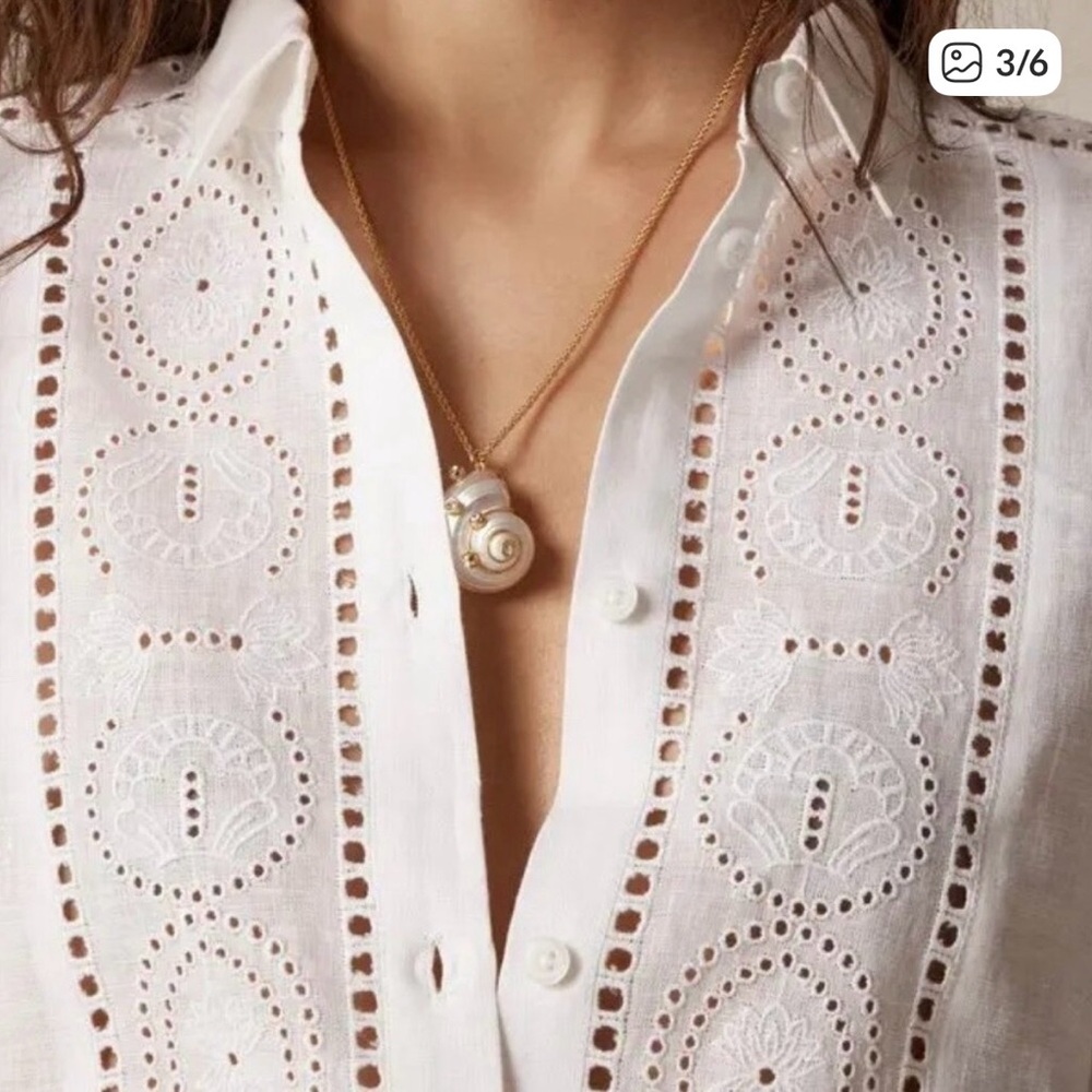J. Crew Garçon Classic Shirt in Eyelet Linen, White, size 12 NWT - Picture 3 of 8